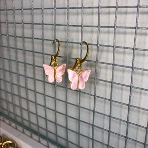 Pale pink butterfly earrings